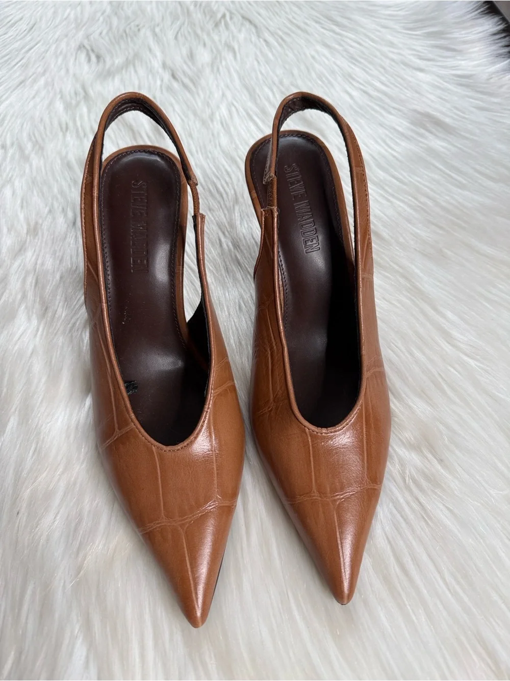 Steve Madden Brown Croc Embossed Andromeda Slingback Pumps